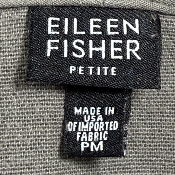 Eileen Fisher Gray Khaki Full Zip Jacket Size M Pockets Textured Cotton Short - Picture 7 of 8
